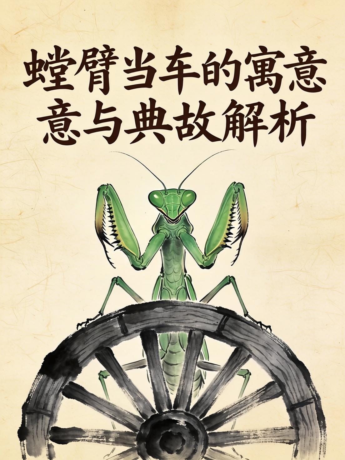 “”螳臂当车‌”就是螳螂举起前肢想挡住车子前进，‌比喻不自量力，做力量做不到的事