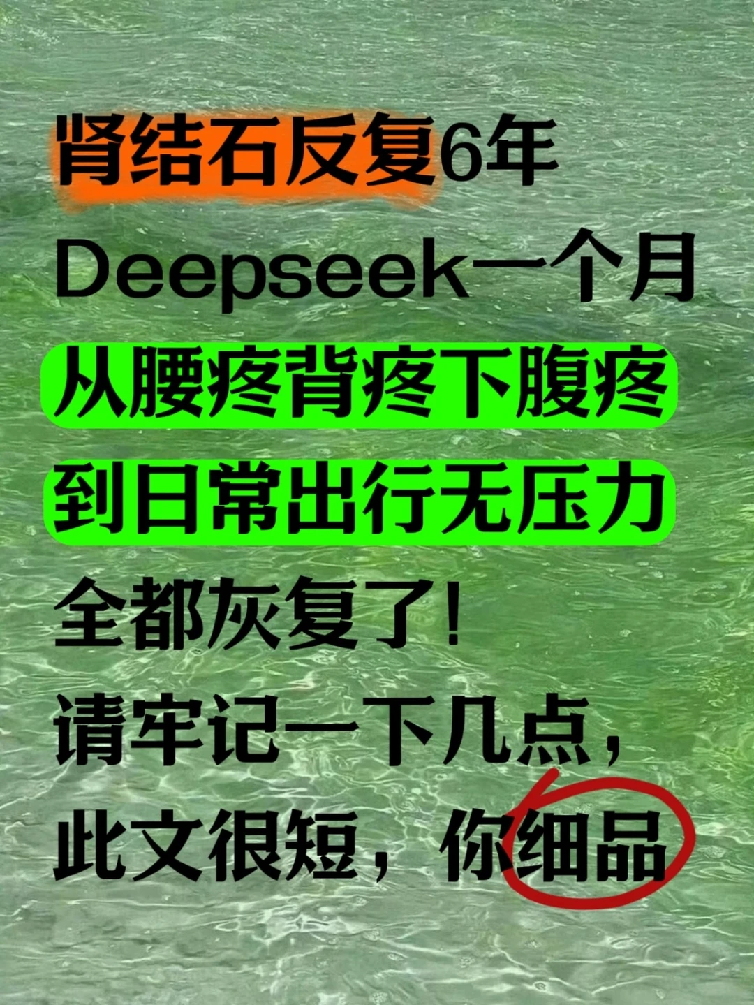 希望有肾结石的家人能认真看完