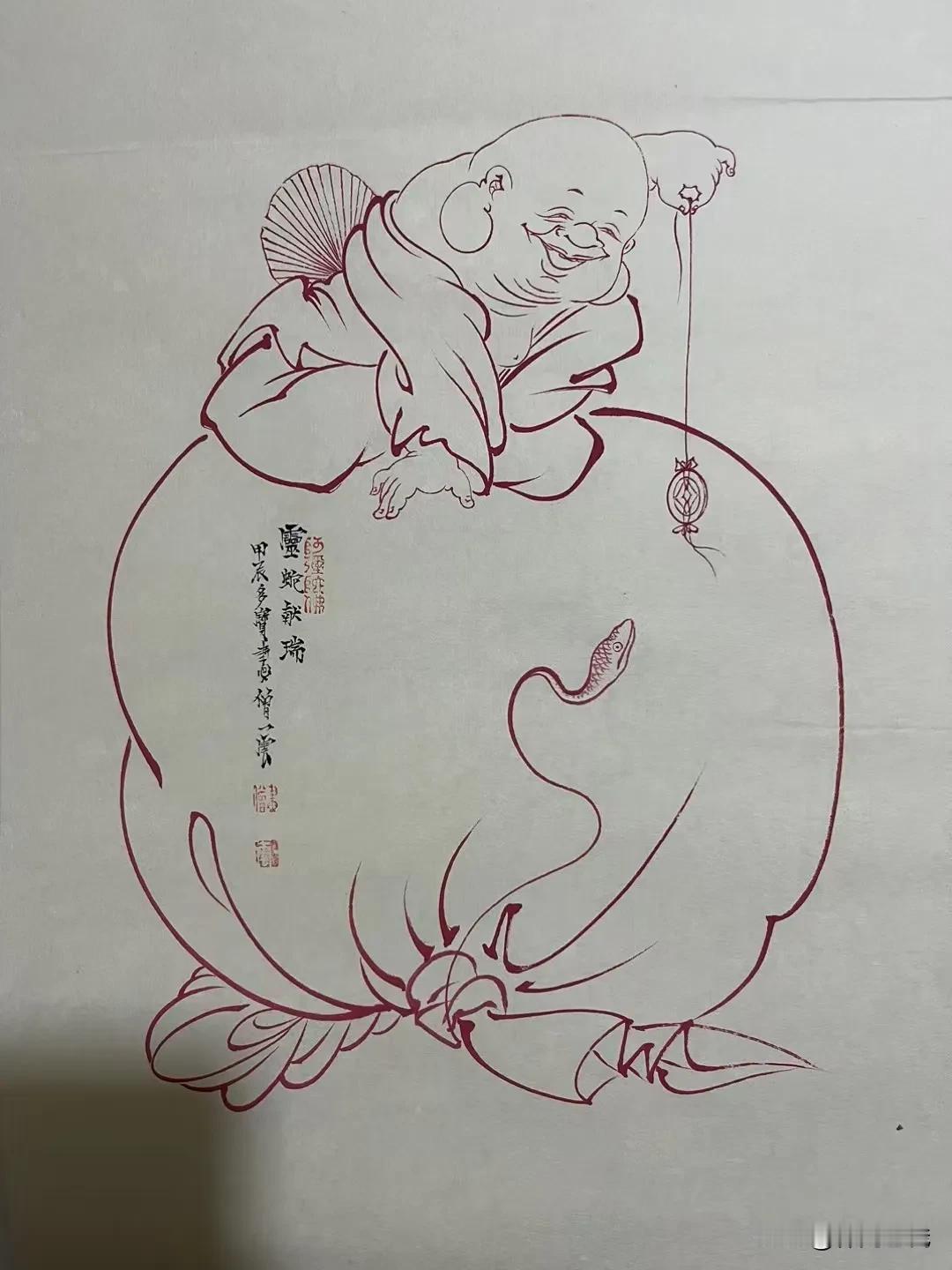 钱昆老师绘画作品欣赏
灵蛇献瑞，蛇年大吉大利万事如意