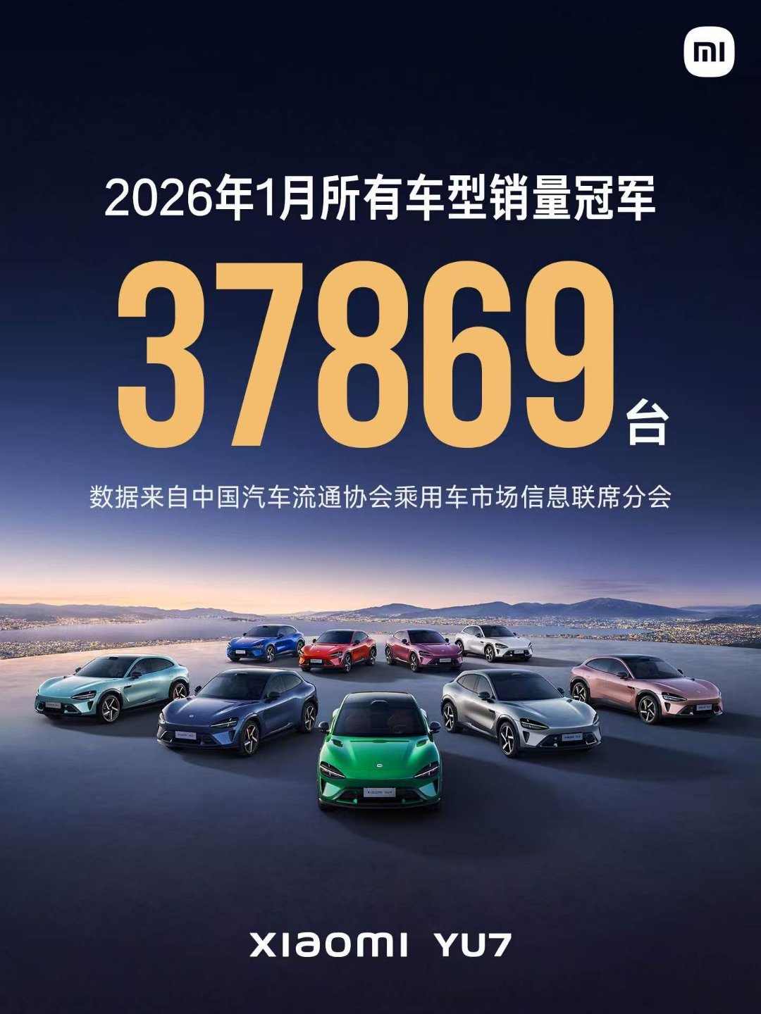 小米YU7上市10个月，累计交付23.2万台。2026年1月，YU7销量3786