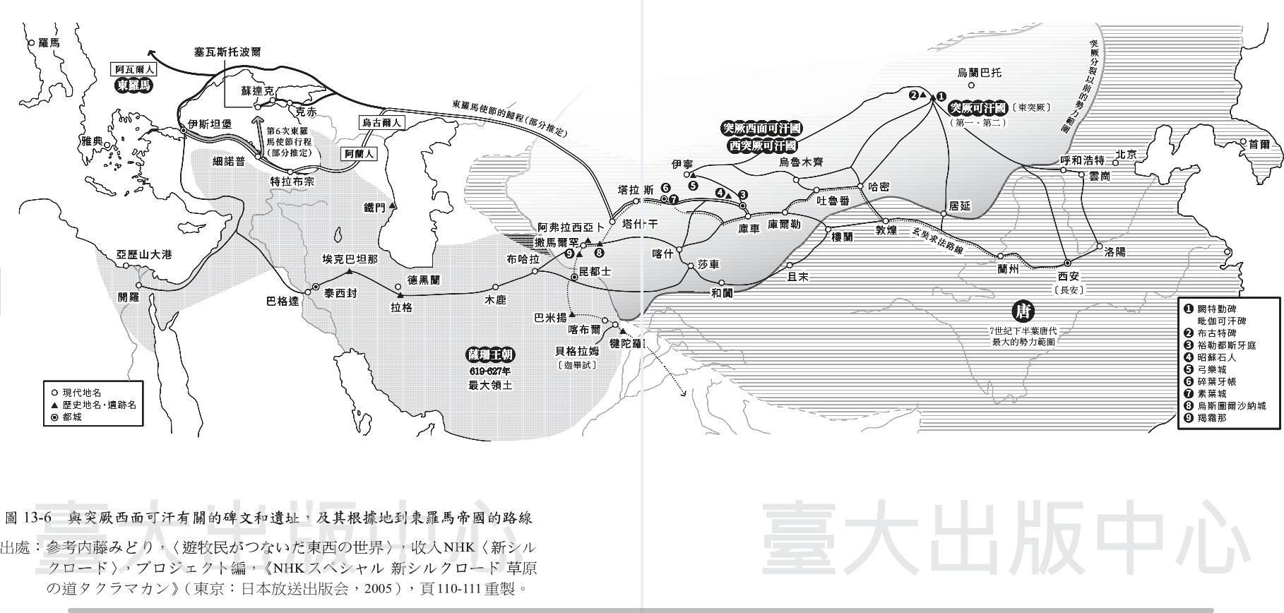 公元7世纪前期亚洲大陆的多极格局（注意东罗马帝国与突厥汗国的外交