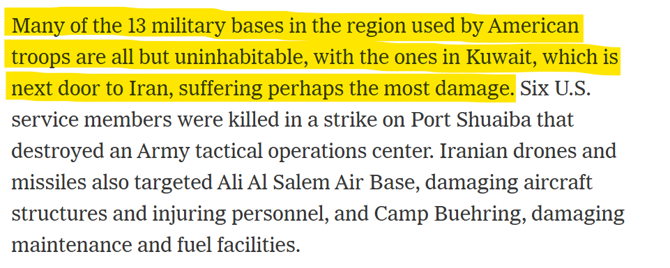 NYT：伊朗成功令美軍中東13個基地無法居住，美軍紛紛跑去民用酒店、設施，以平民