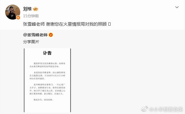 刘维缅怀张雪峰张雪峰老师一路走好