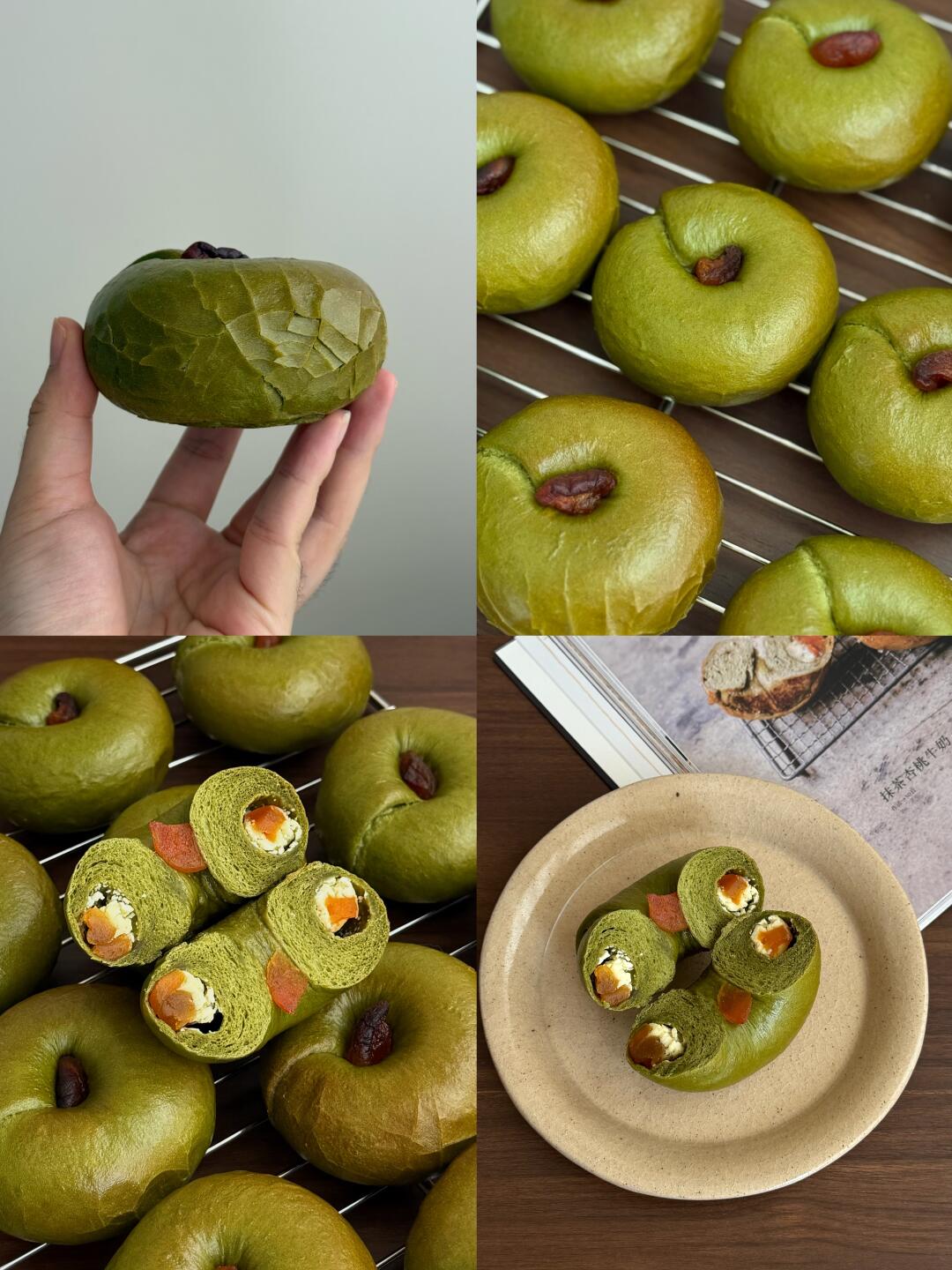 抓住杏季的尾巴🍵抹茶杏干乳酪贝果