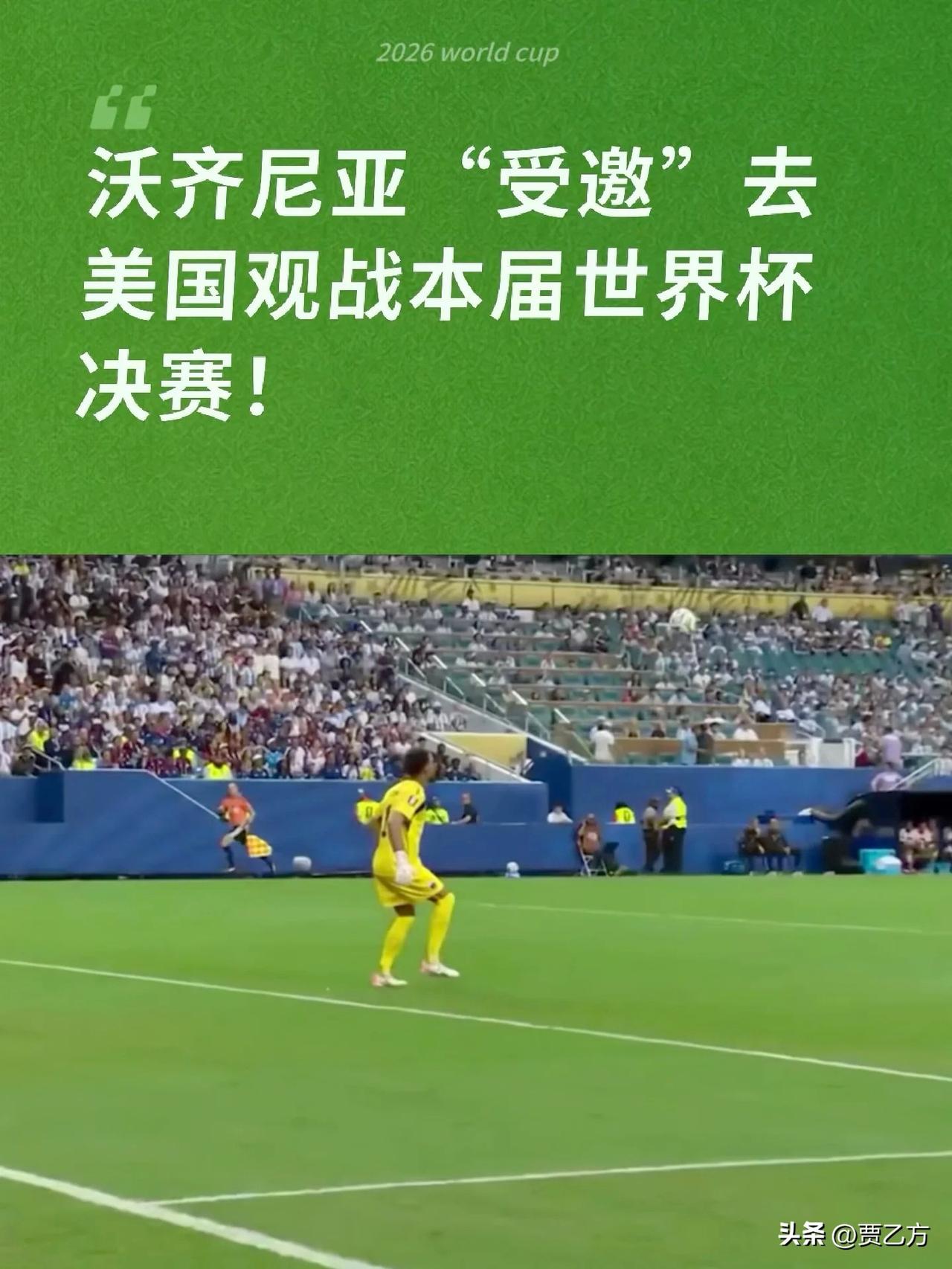 沃齐尼亚被邀请去看世界杯决赛了。
总感觉不是单单去看比赛，
金手套能不能拿到呀？