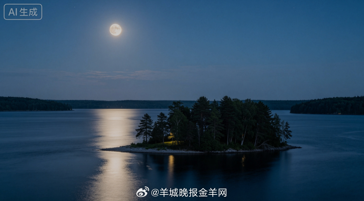 #晚安# 皎洁月光铺满湖心小岛，岸边树影轻轻摇晃，夏夜的晚风带着湿润的凉意。安坐
