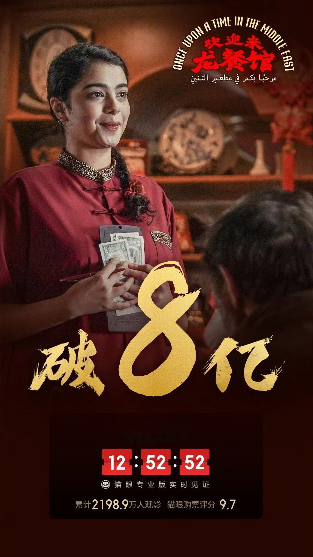 欢迎来龙餐馆票房破8亿 据猫眼专业版数据，电影《欢迎来龙餐馆》上映6天， 总票房