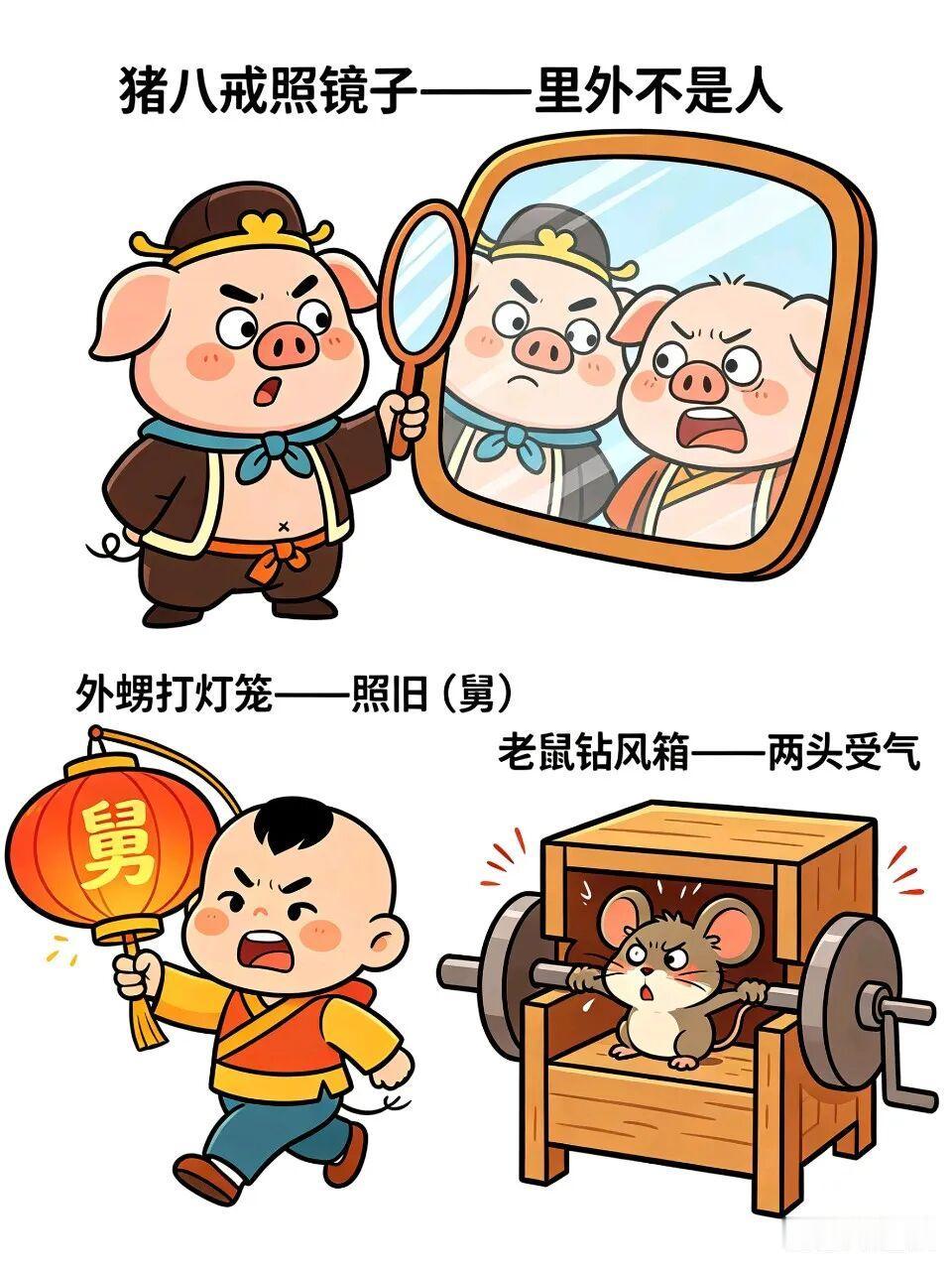 1、跳河闭眼睛——横了心
2、茅房里戴口罩——嘴臭还讲卫生
3、茶壶里洗澡——浑