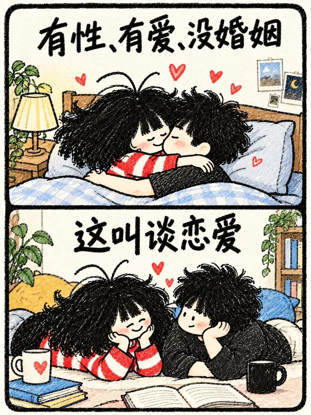 亲密的关系，男生喜欢和女生喜欢的相反，那个女生不喜欢柏拉图恋爱！
无论结婚或恋爱
