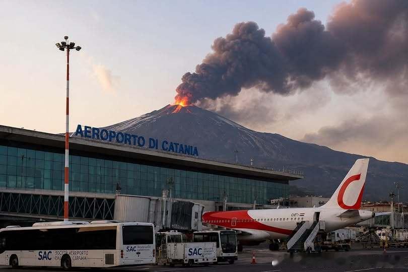 埃特纳火山喷发，卡塔尼亚机场仍处关闭状态，进出港航班停运至14:00。意大利西西