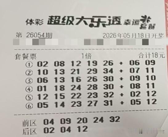 今日随手拍【晒票票】平凡不代表平庸，缓慢不代表后退。分享大乐透第26054期精选