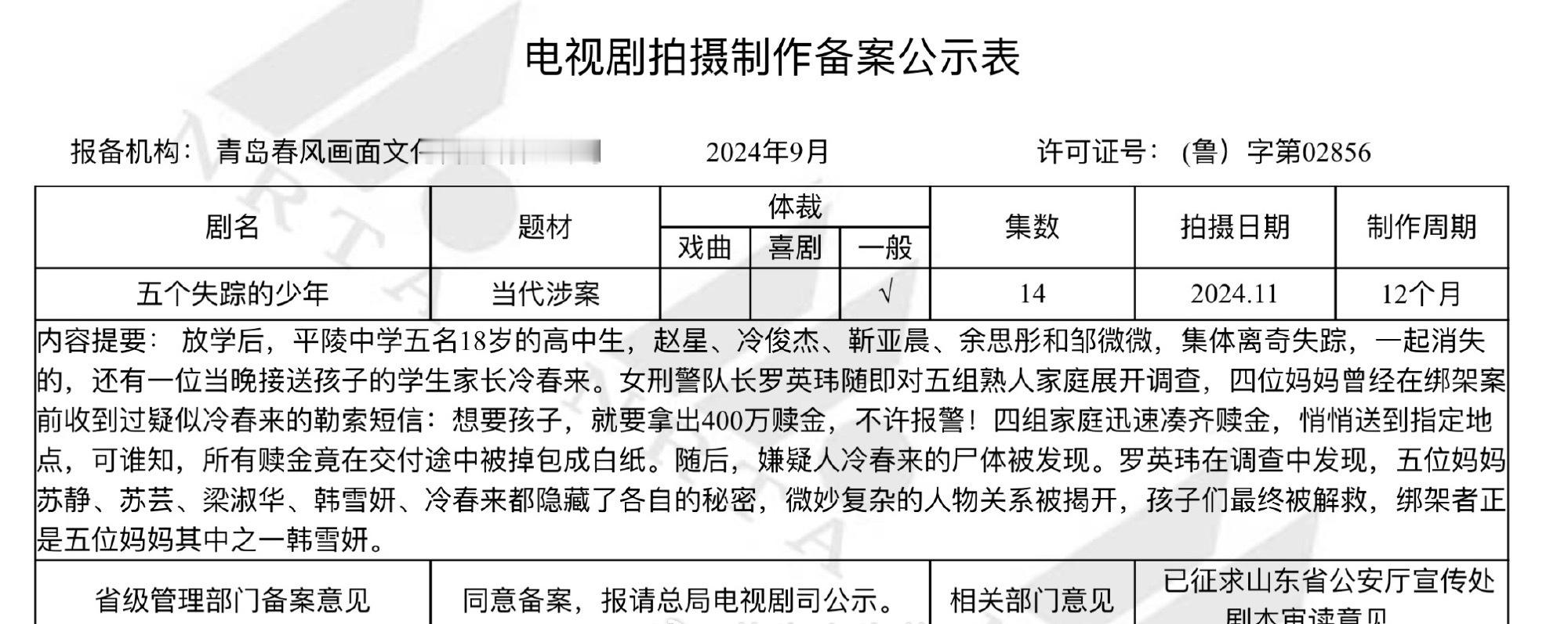 #五个失踪的少年备案#电视剧五个失踪的少年备案了 ​​​