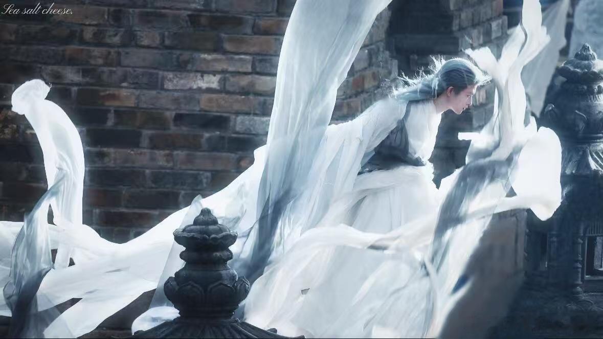 一个屏幕都装不下田嘉瑞寂飡大人出场那一刻，我的手机屏幕真的在颤抖！三米长的衣摆随