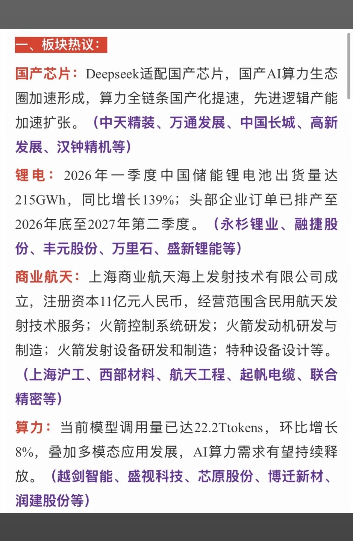 5.6周二  盘前  市场热点方向梳理！

1.国产芯片、存储芯片（美股、港股大