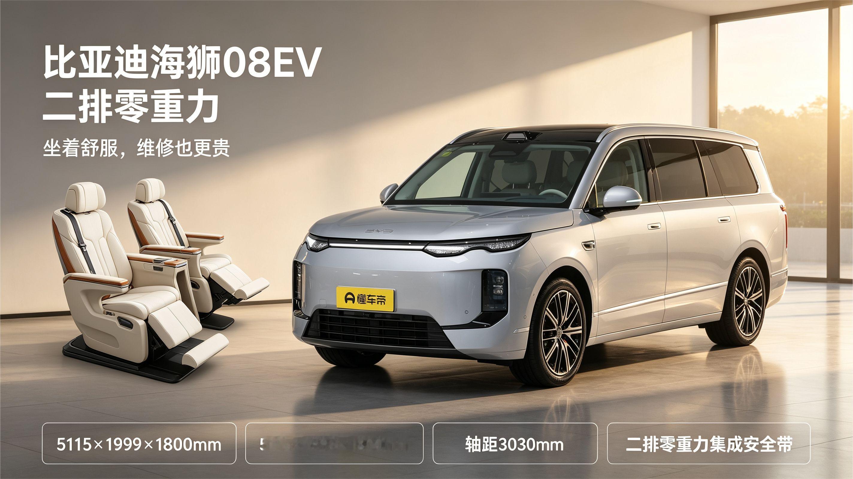 新车发布比亚迪海狮08EV，二排零重力舒服维修也贵