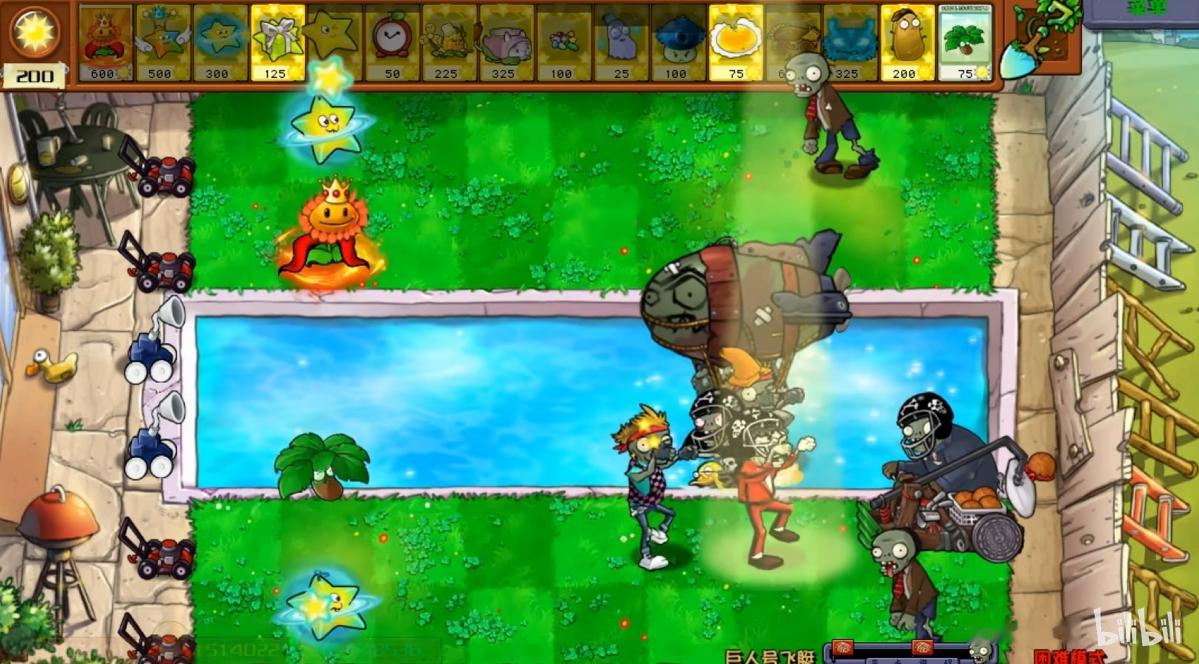 巨人号飞艇坠亡后只召唤1~3只小鬼僵尸太弱了，飞行过程遇到植物暂停，然后投掷一只