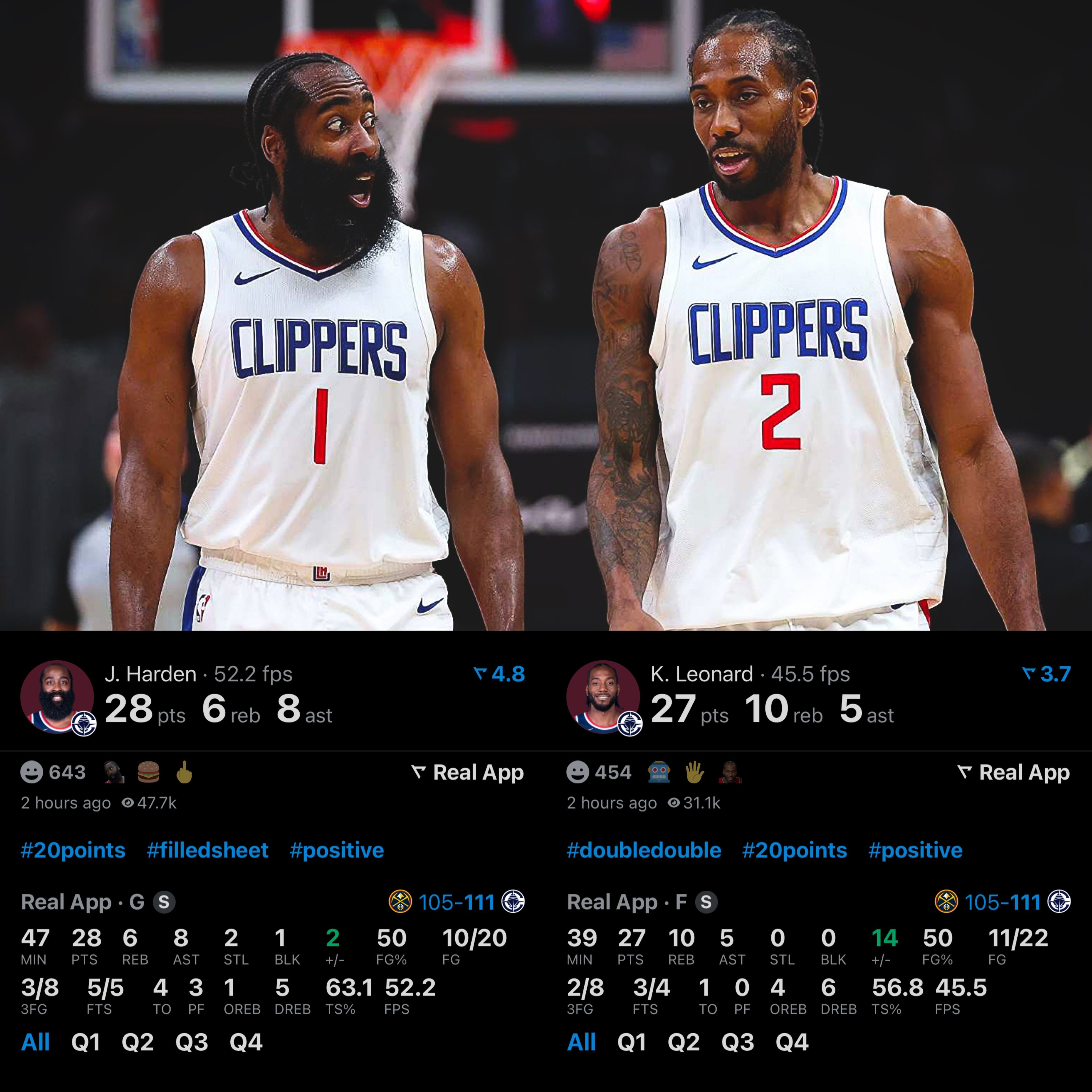 哈登28+6+8！伦纳德27+10+5！鲍威尔24分快船提速不说，也掐住了约基奇