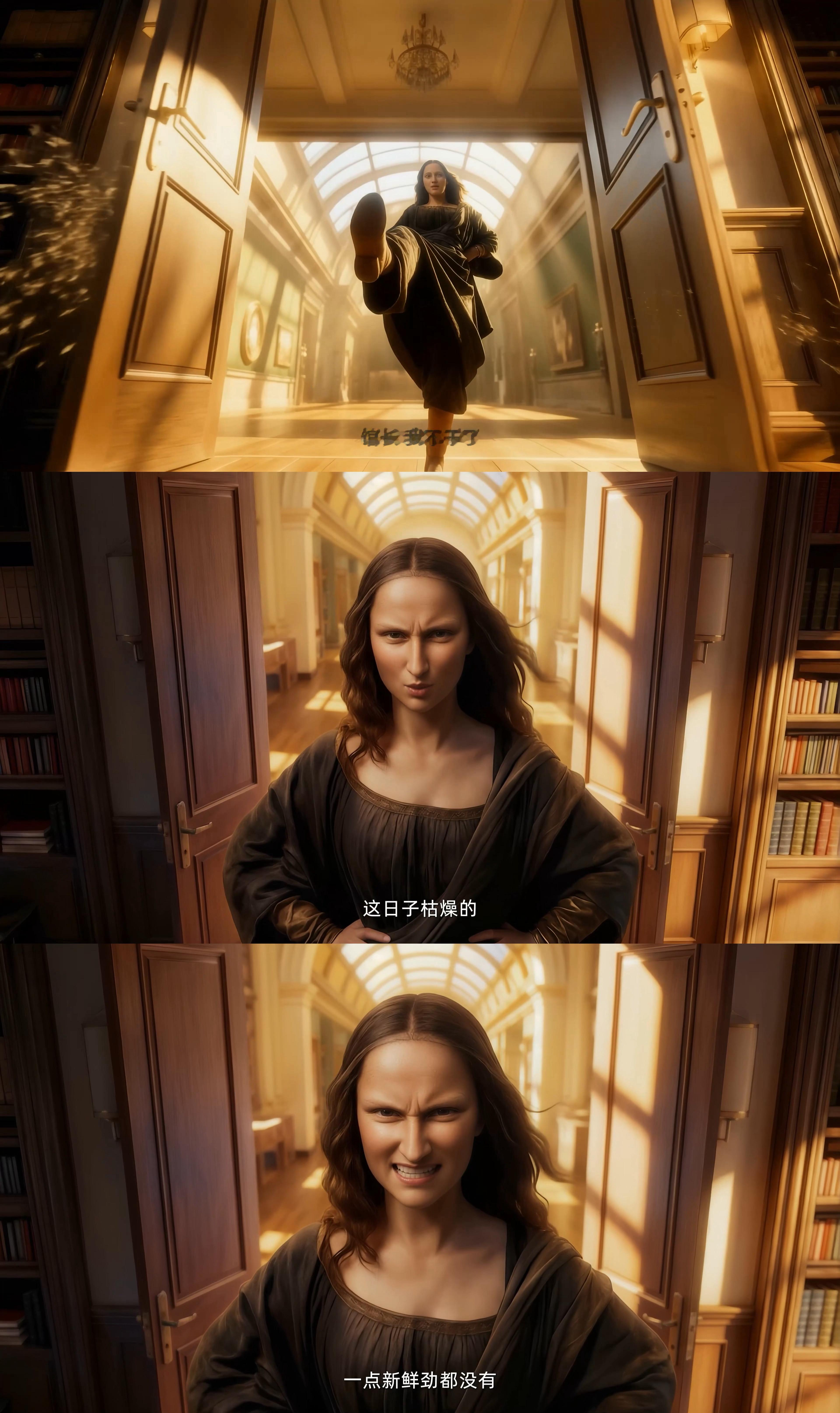 蒙娜丽莎也逃不过上班破防 绷不住了！卢浮宫顶流蒙娜丽莎终于破防下班，从画框里冲出