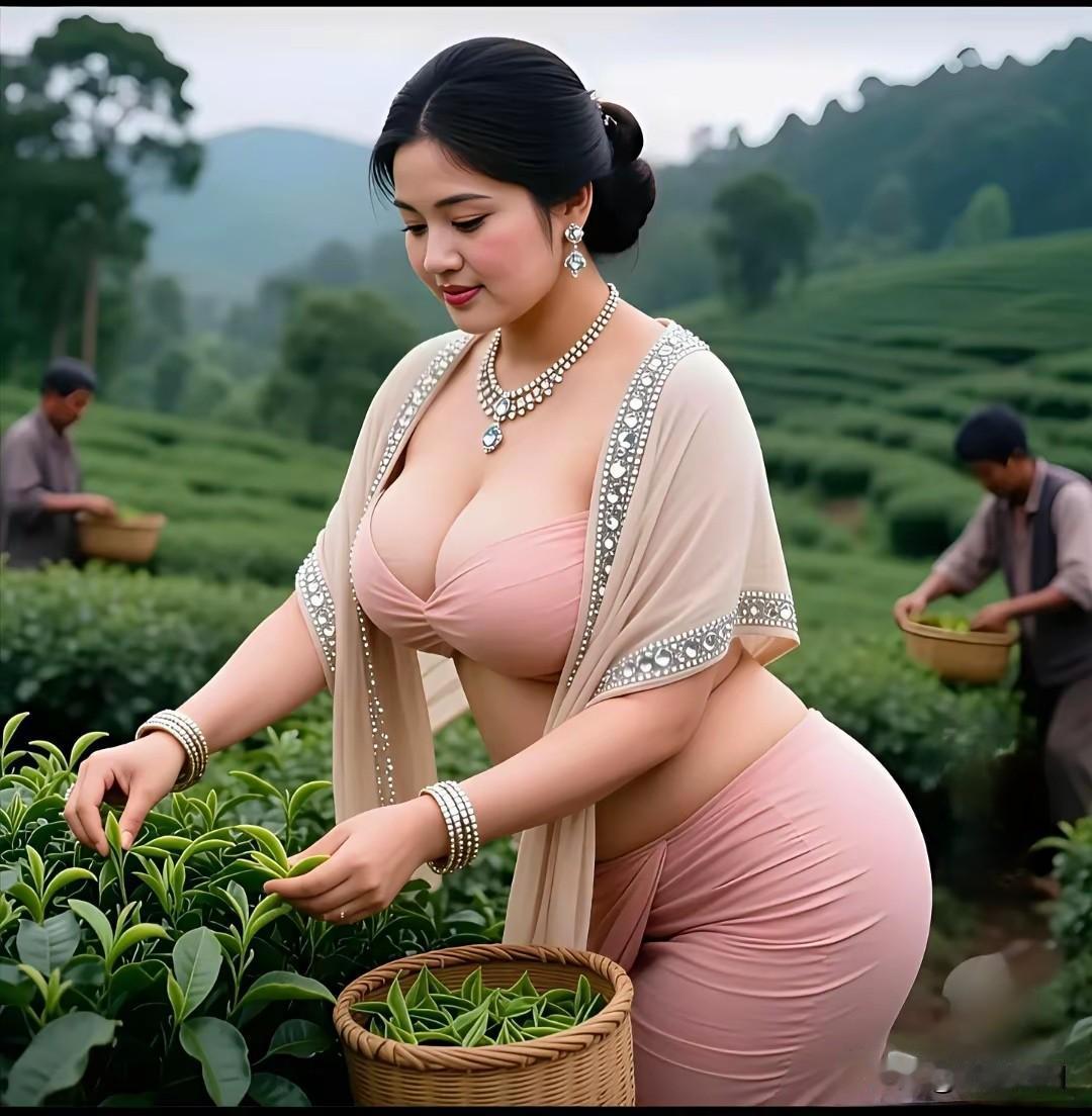 採茶妇女不一般

美丽富态做宣传

茶叶品质真不错

一斤能卖一万三

双手摘的