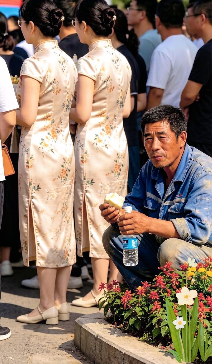 考点外的马路牙子上，一个男人正啃着冷硬的馒头。

今年1290万人参加高考。新闻