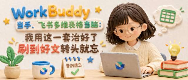 WorkBuddy 当手，飞书多维表格当脑：这套治好了刷到好文转头就忘