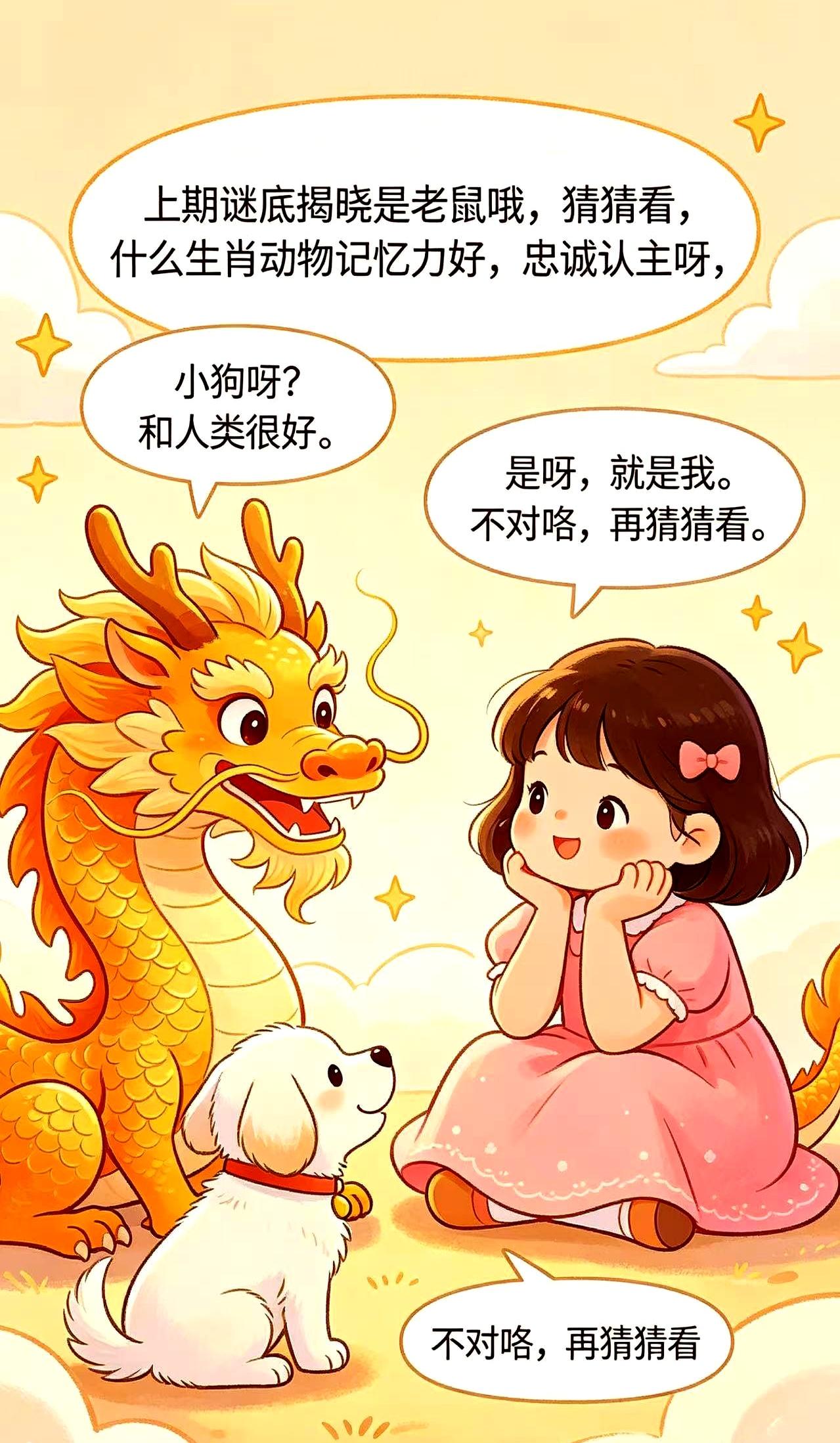 一句“不对咯”，把龙和狗都怔住了。
上期才说谜底是老鼠，这次小女孩抛出“哪个生肖
