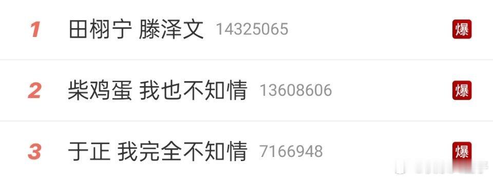于正 我完全不知情柴鸡蛋 我也不知情田栩宁 滕泽文 上面这几个，我一个都不认识，