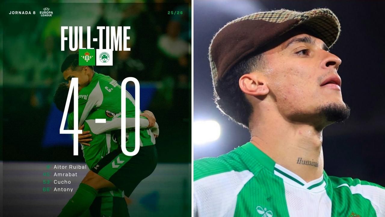 欧联杯：贝蒂斯主场4-0横扫帕纳辛纳科斯，总比分4-1逆转晋级。
贝蒂斯多点开花