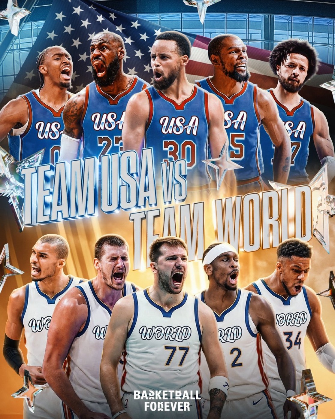 这些美国队对阵世界队的阵容简直太疯狂了🇺🇸🌎谁将赢得 2026 年全明星赛