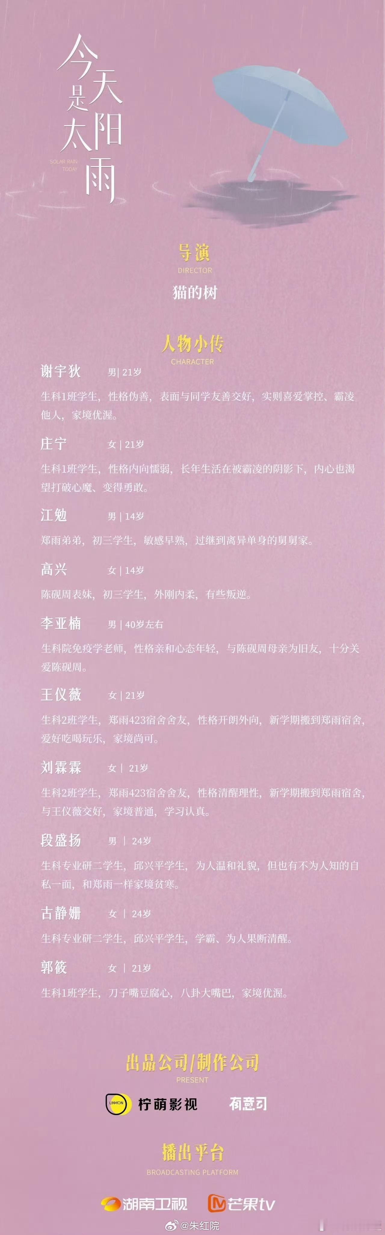 今天是太阳雨11月开机杨超越今天是太阳雨11月开机杨超越《今天是太阳雨》11月开