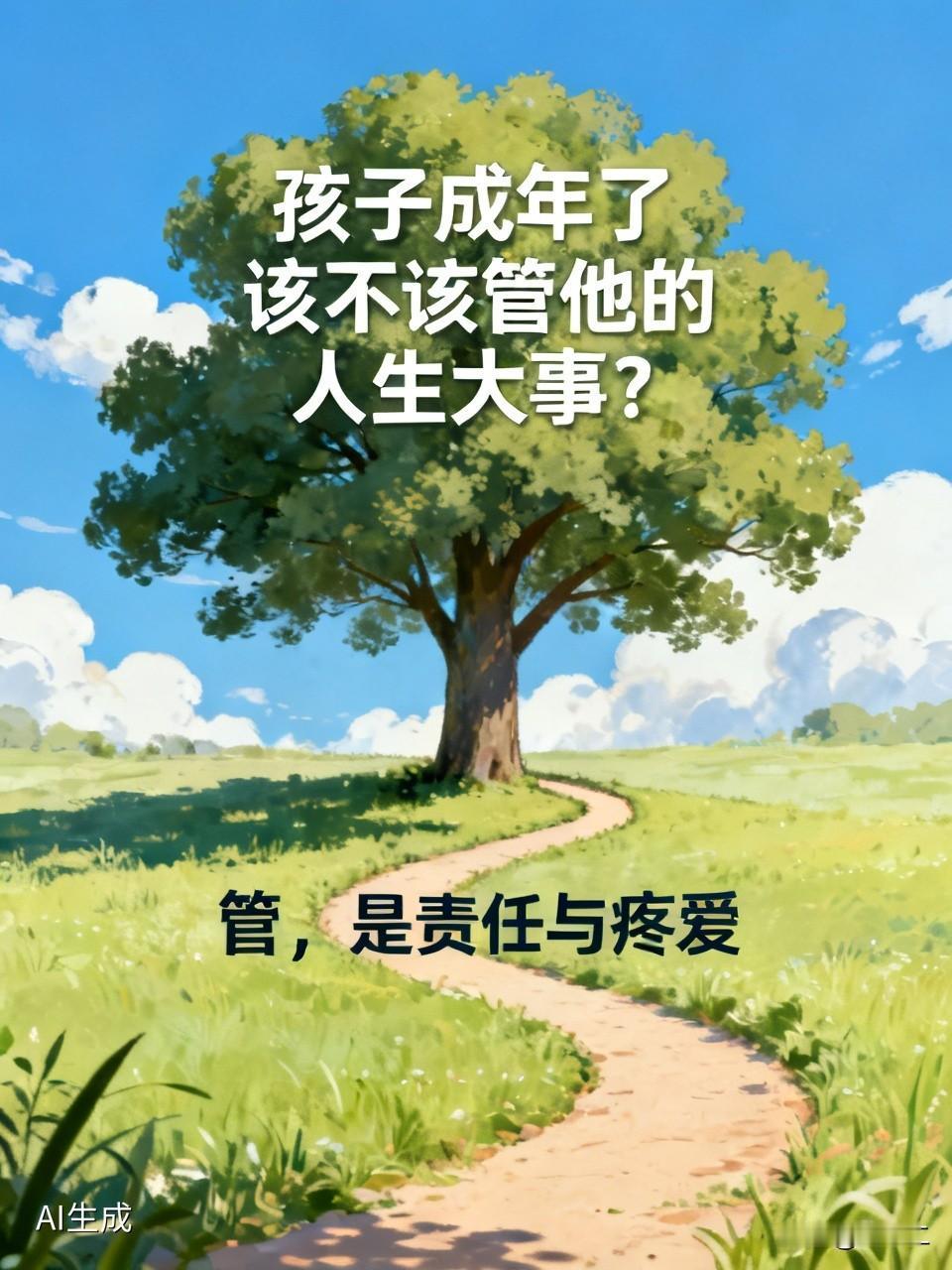 我认为应该管，但不是强行干涉包办。孩子再大，在父母眼里永远是孩子，人生大事牵扯一