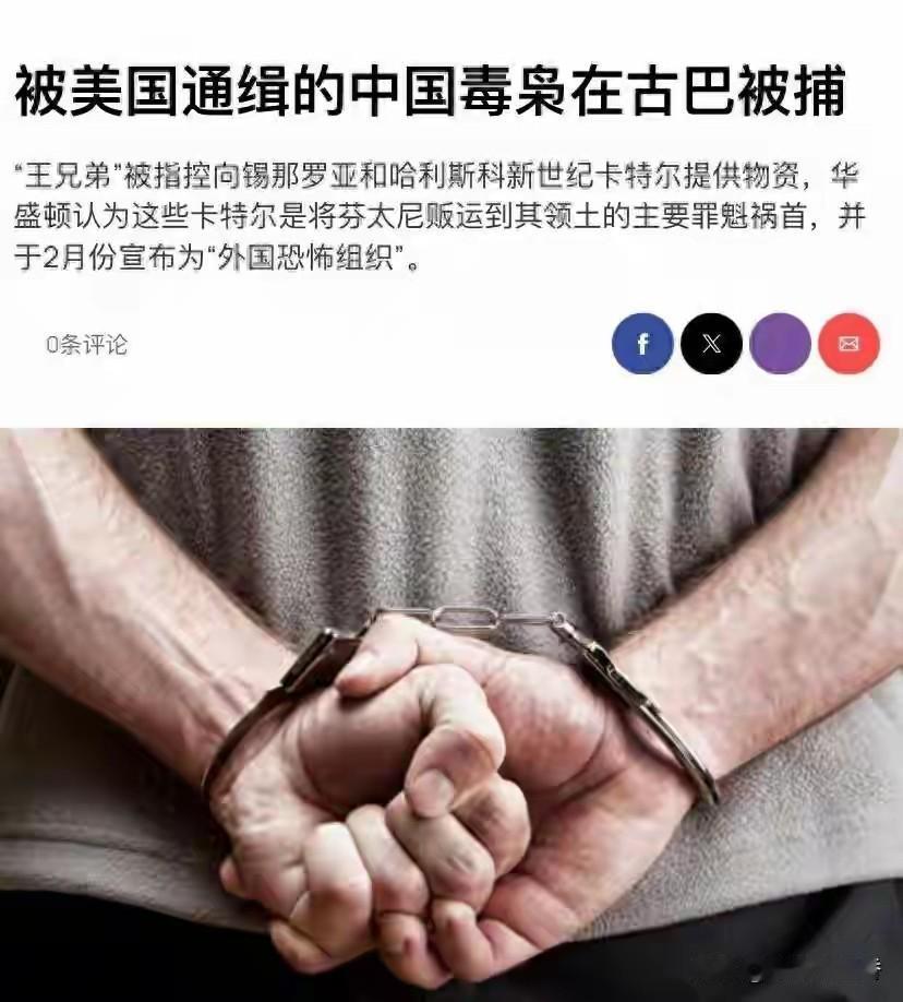最近有个事儿挺引人关注，古巴逮捕了中国毒枭“王哥”，还迅速交给了美国和墨西哥。这