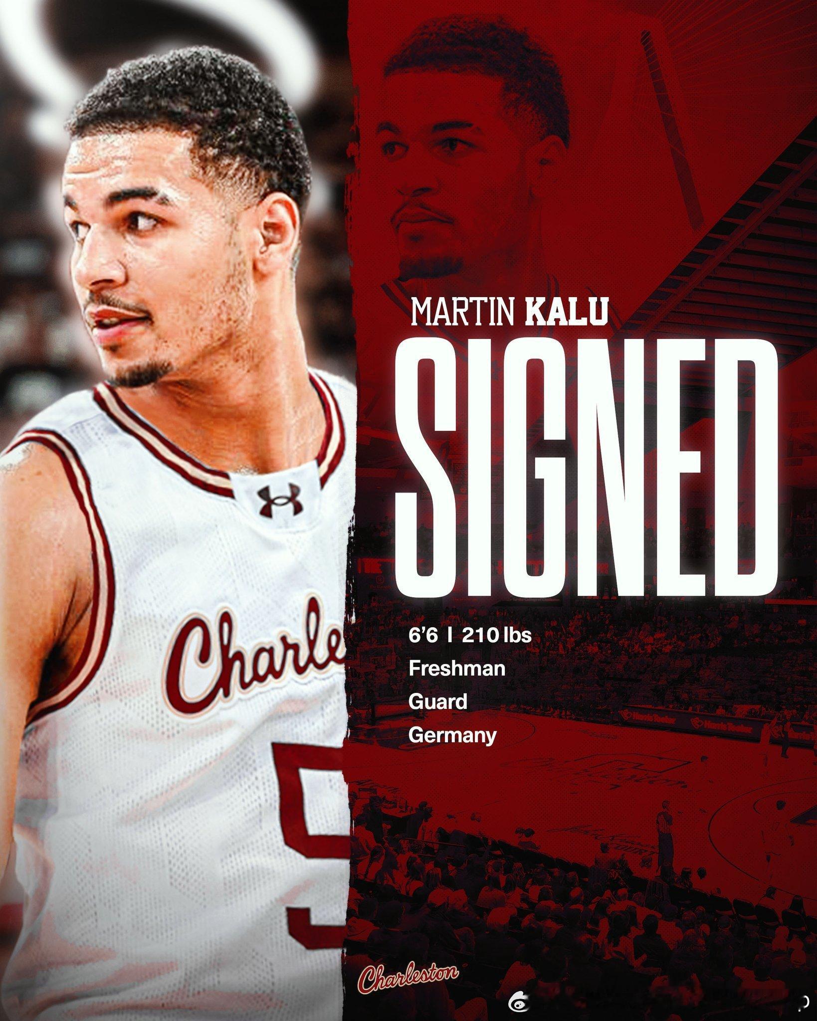 德国后卫Martin Kalu(2005-198cm—SG)承诺NCAA查尔斯顿