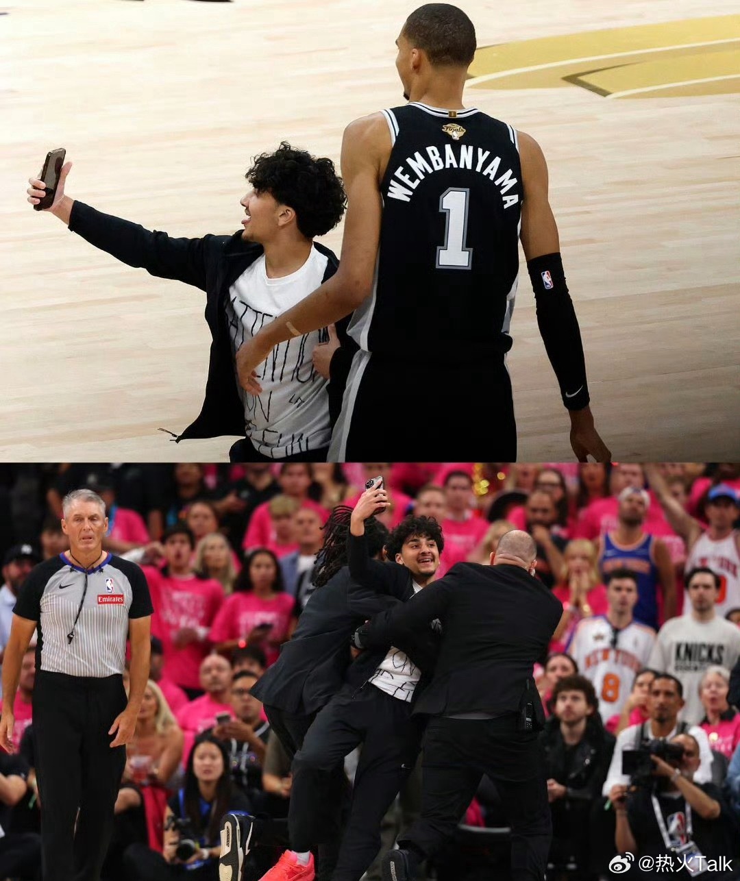 NBA发言人透露：在总决赛首战冲闯赛场的球迷已被逮捕，同时被处以终身禁止进入全联