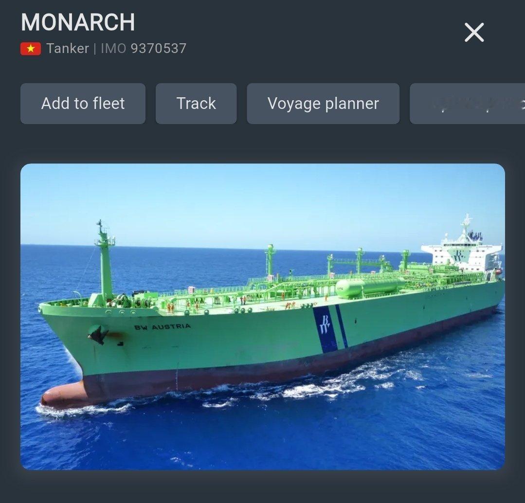 越南的LPG油轮“MONARCH”号，从卡塔尔拉斯拉凡出发，使用伊朗指定的霍尔木