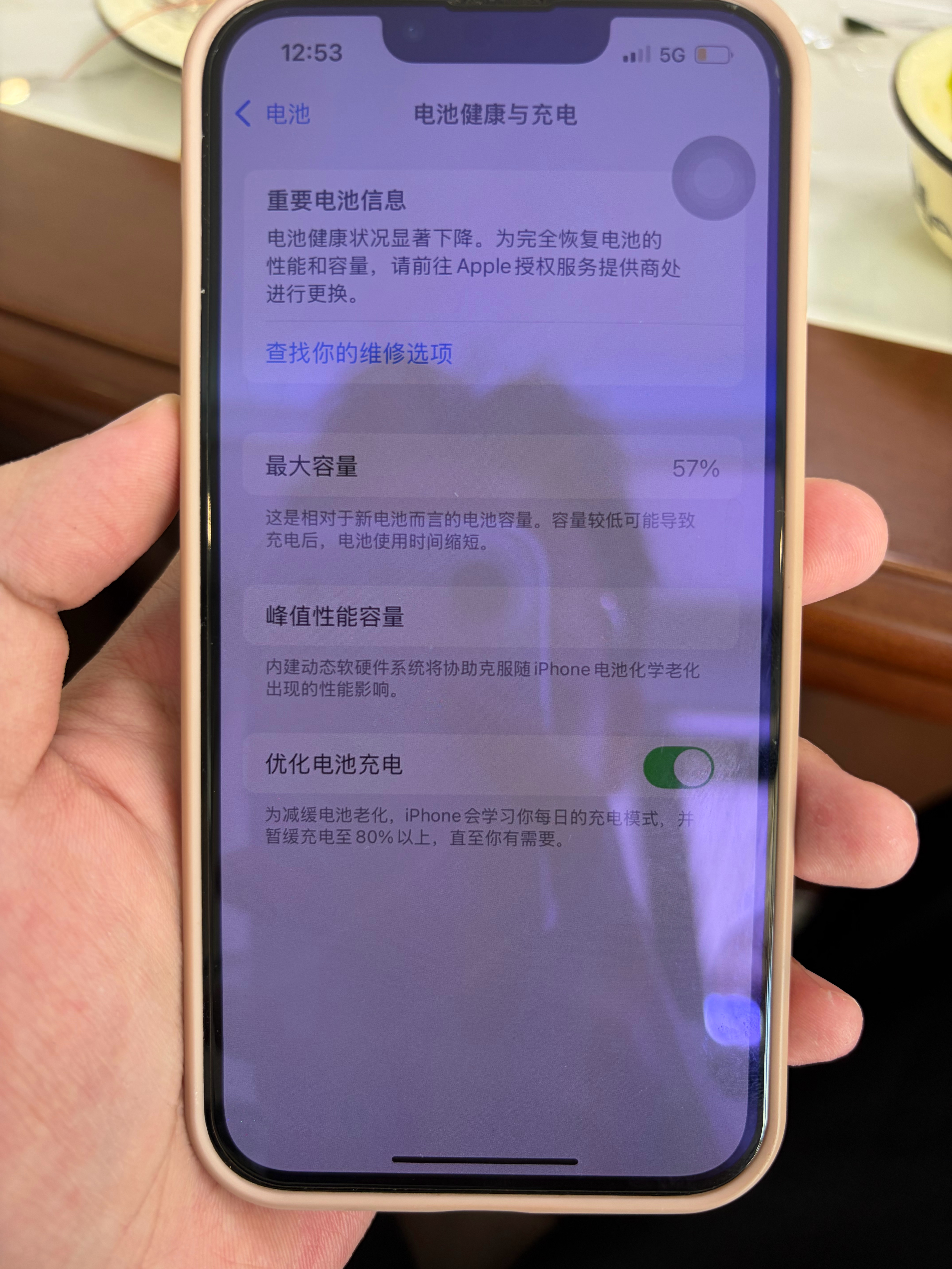 我真的佩服，我一表姐的 iPhone13 的电池健康竟然只剩 53% 了而她还用