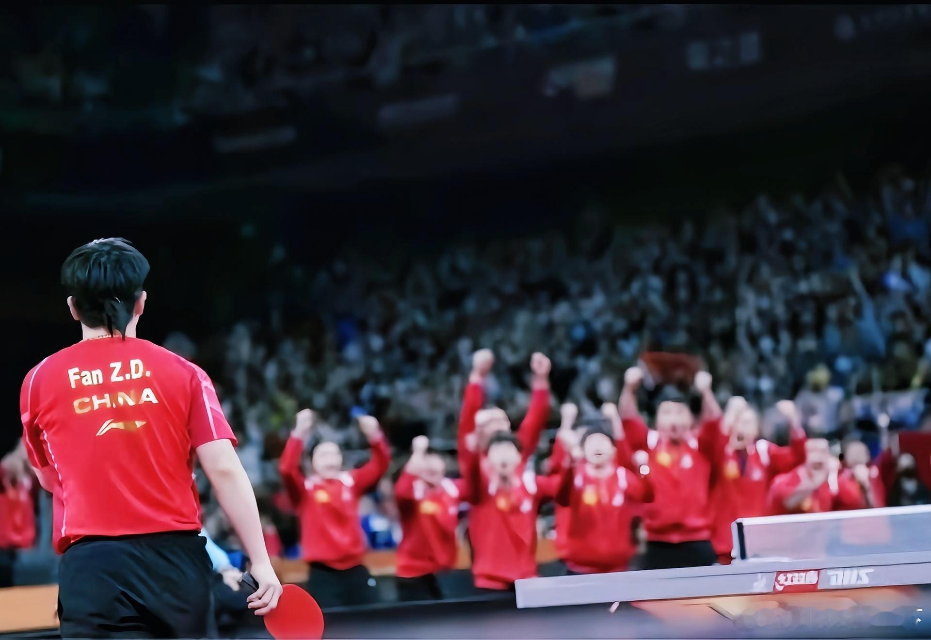 当全场目光聚焦，当胜负悬于一线，没人比他的背影更有说服力。——《樊振东的背影》 