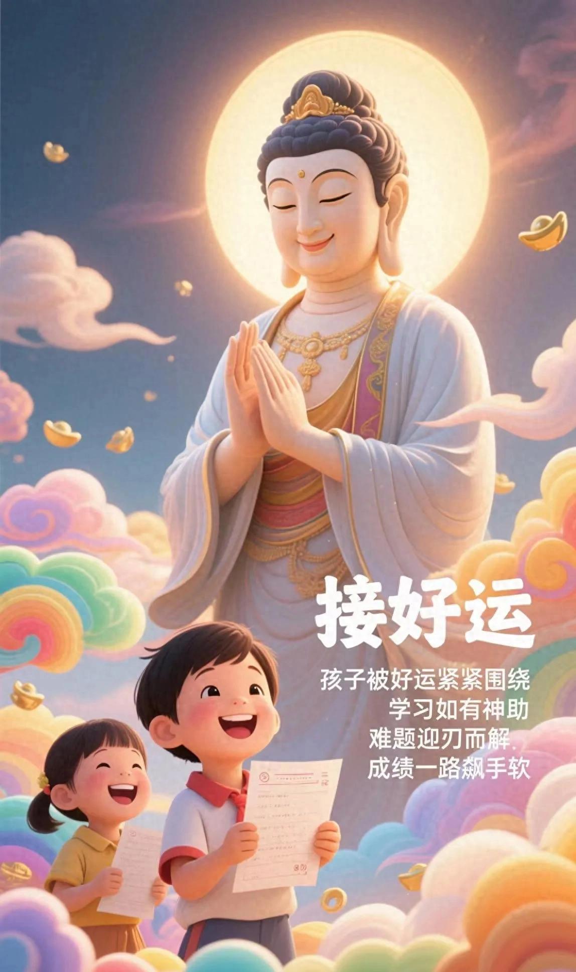 菩萨带着满满的福气来啦，要给咱和孩子们都送上超棒的祝福！ [求关注][拜托][打