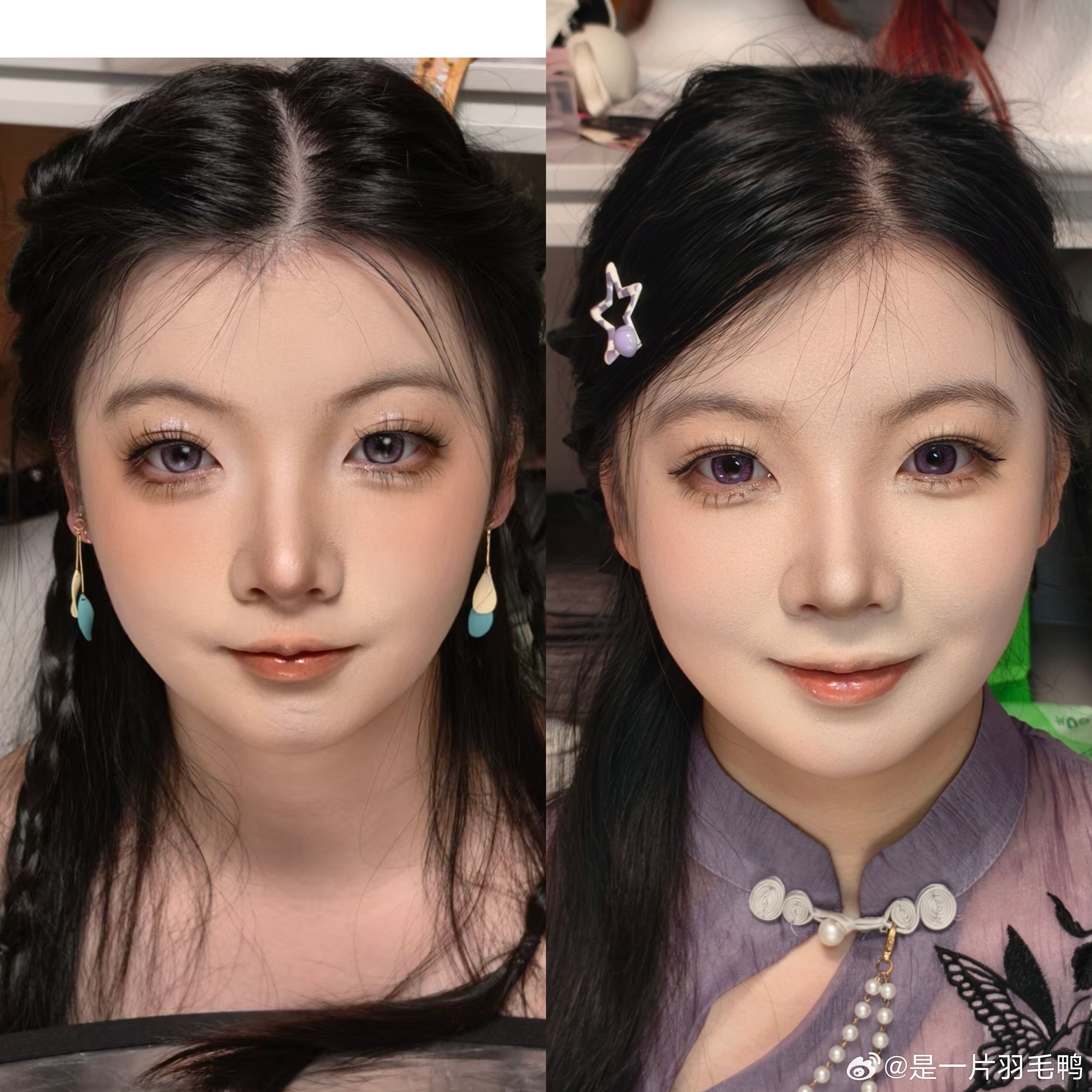 最近两个特殊日子特地找朋友帮忙化妆，果然化妆这种事还是丢给专业的人做吧，两个妆我