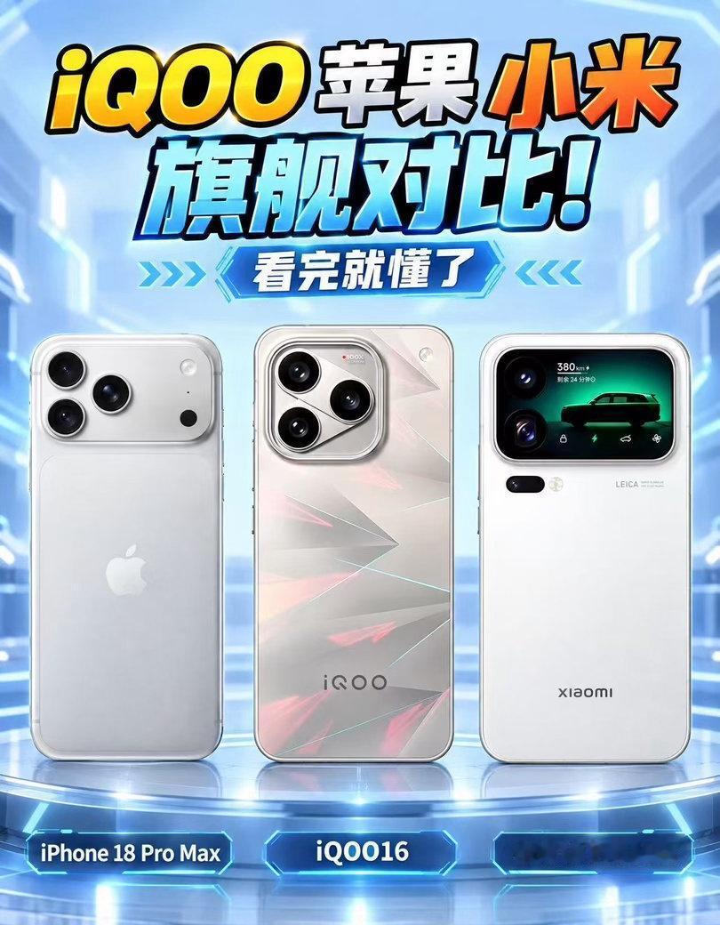 iQOO苹果小米三大旗舰对比！看完就懂！
打算换机的宝子们看过来！今天整理了 i