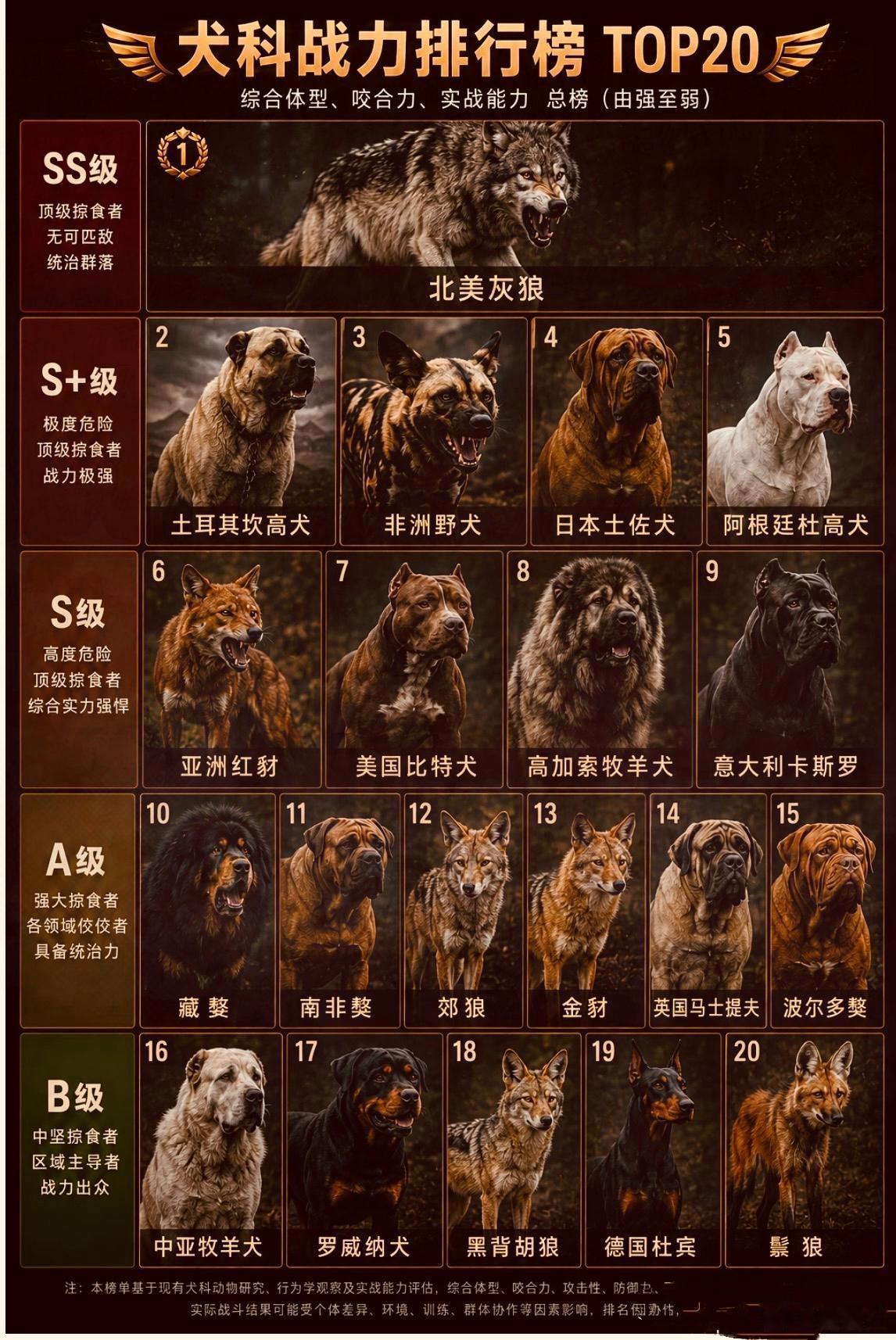 犬科战力排行榜 TOP20 