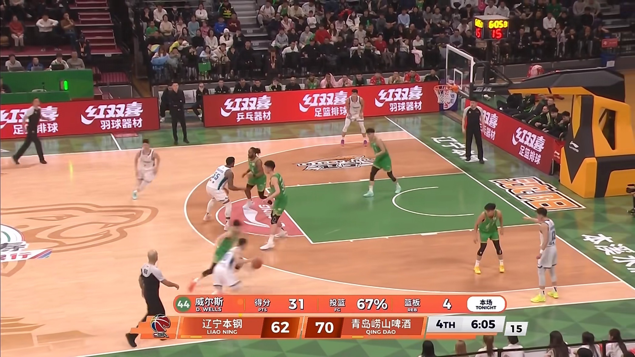 威尔斯今日燃尽了已经得到31分了辽宁男篮vs青岛男篮辽宁男篮