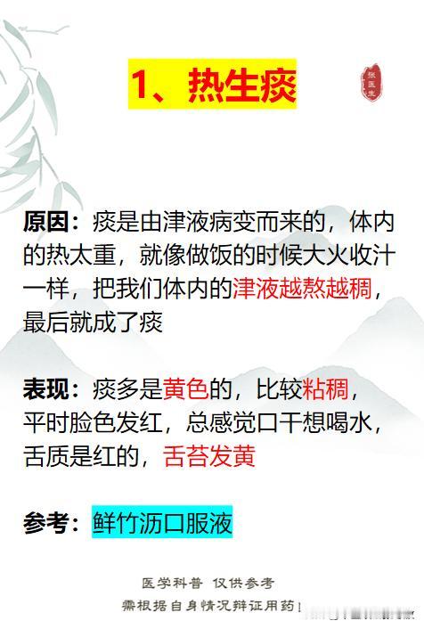 热生痰，寒生痰，湿也生痰，中医一招，黄痰、白痰、痰多都搞定

1、热生多黄痰——