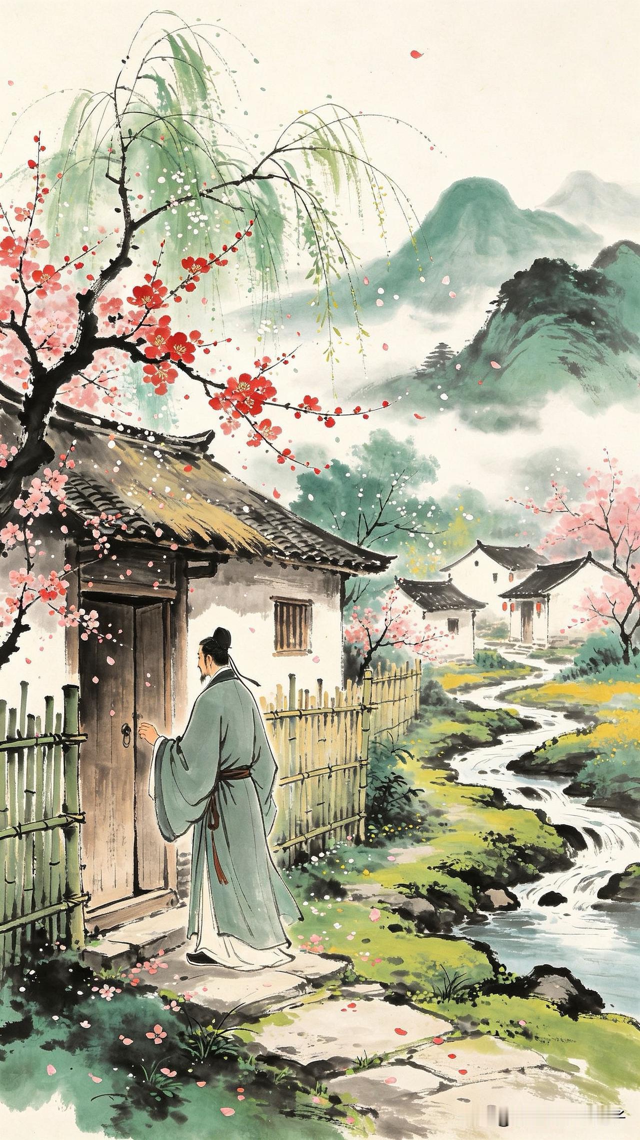 江村寂寂燕飞斜，
深闭重门问酒家。
细雨空阶苔色老，
      
…………请师