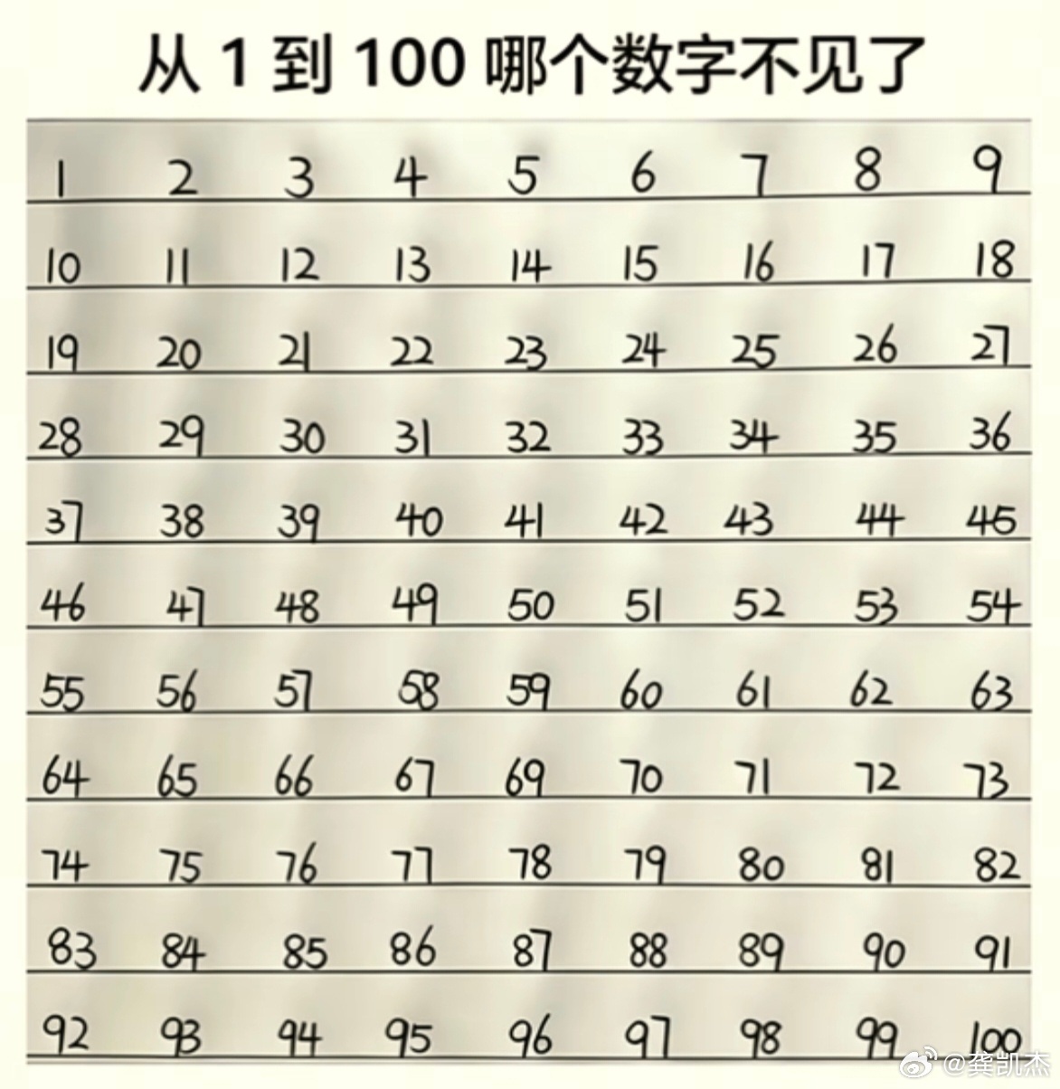 这里有哪个数字不见了，你能在几秒钟内发现？实话实说。 