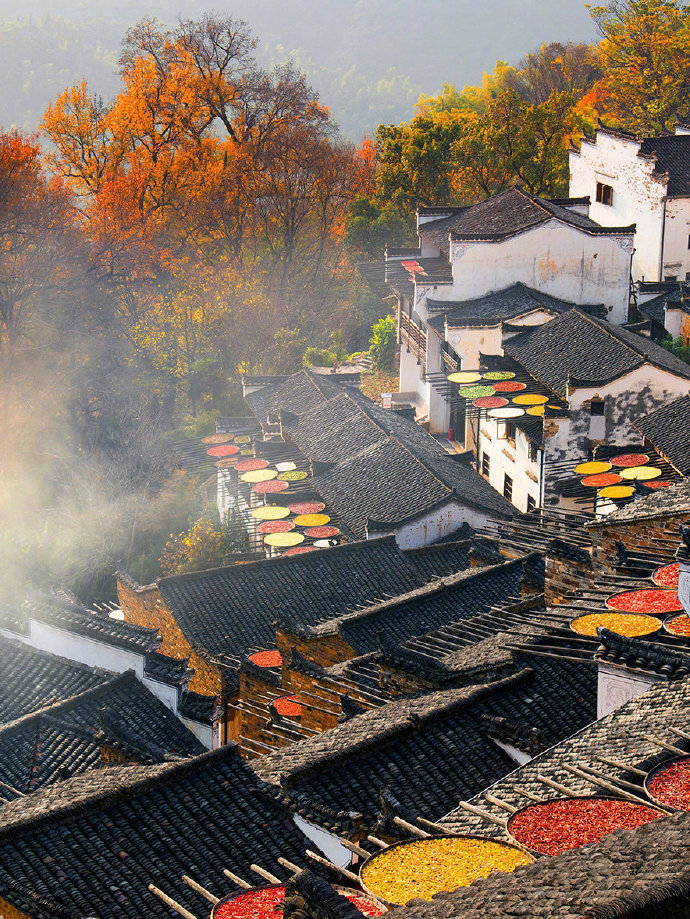 秋天来感受一下，婺源篁岭醉美的晒秋盛景吧！爱旅游