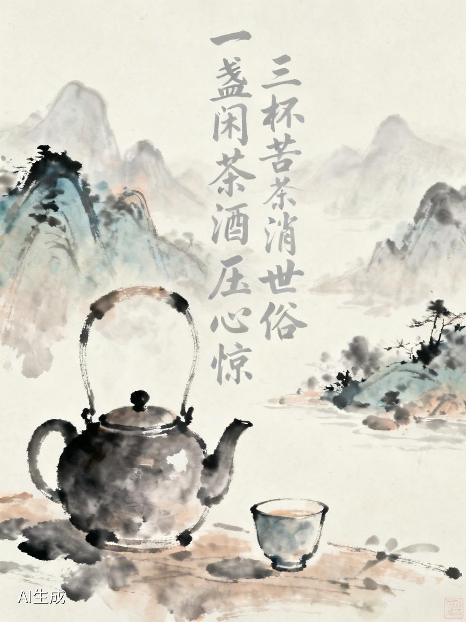 下联：三杯苦酒压心惊。