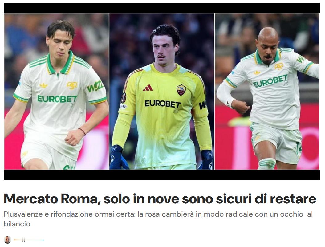 罗体Marota列的9人留队名单：斯维拉尔、曼奇尼、韦斯利、皮西利、马伦、苏莱、