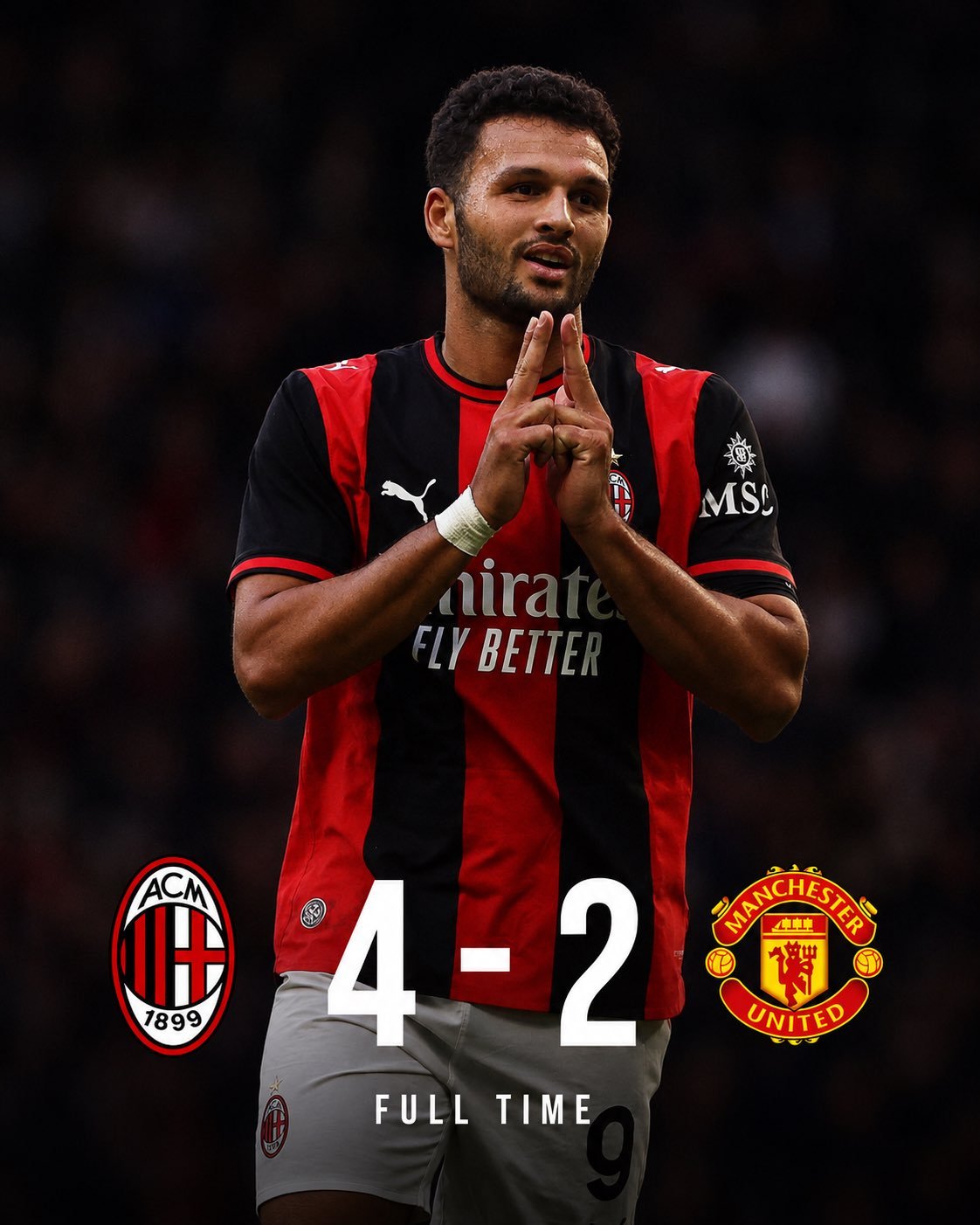 【热身赛赛果】 新赛季第四场季前热身赛： 🔴⚫️ 米兰4：2击败英超 曼联队。