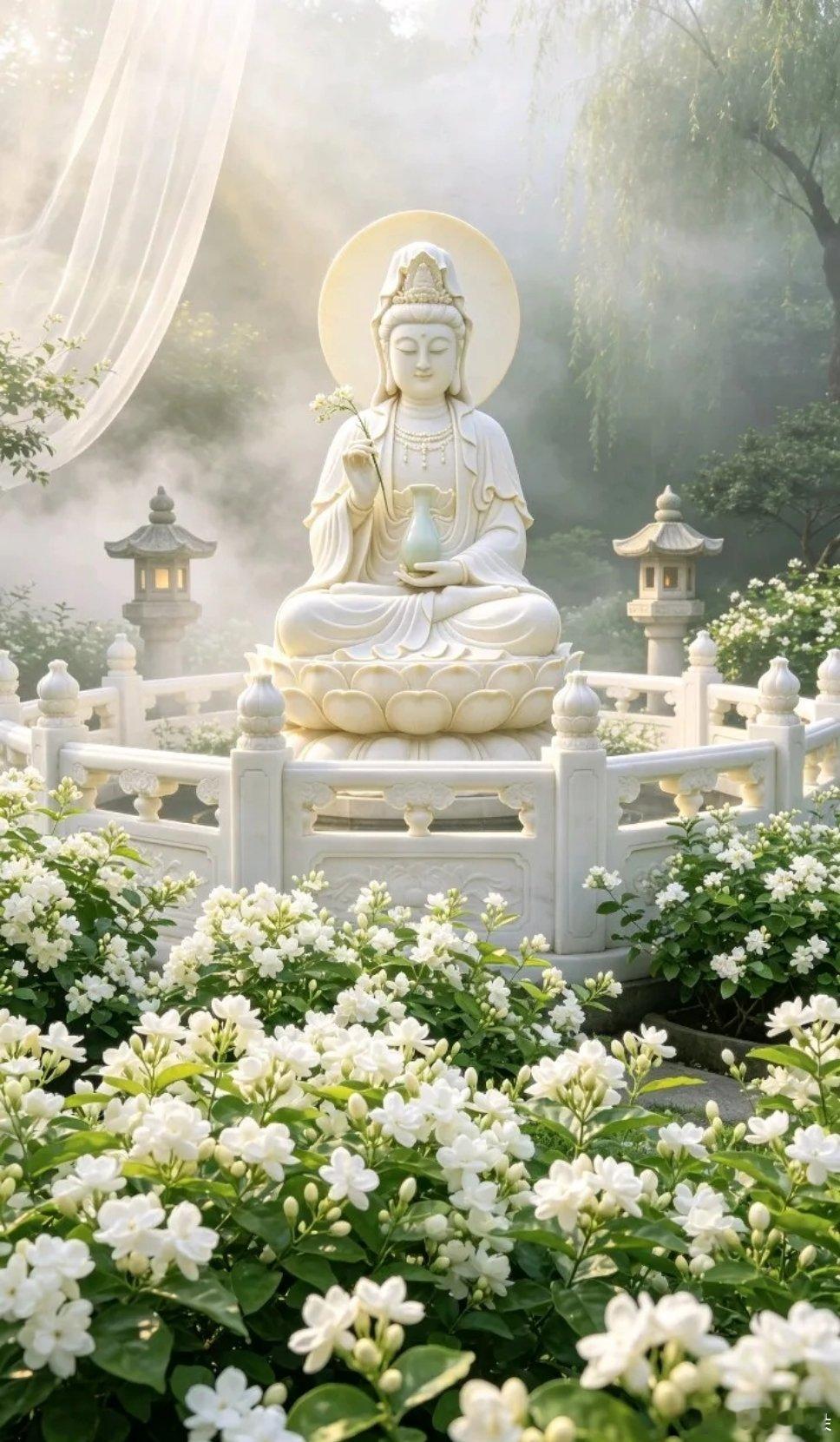 净坐莲坛赐福护平安顺遂观音菩萨壁纸～ “七月大吉，岁岁安澜！”